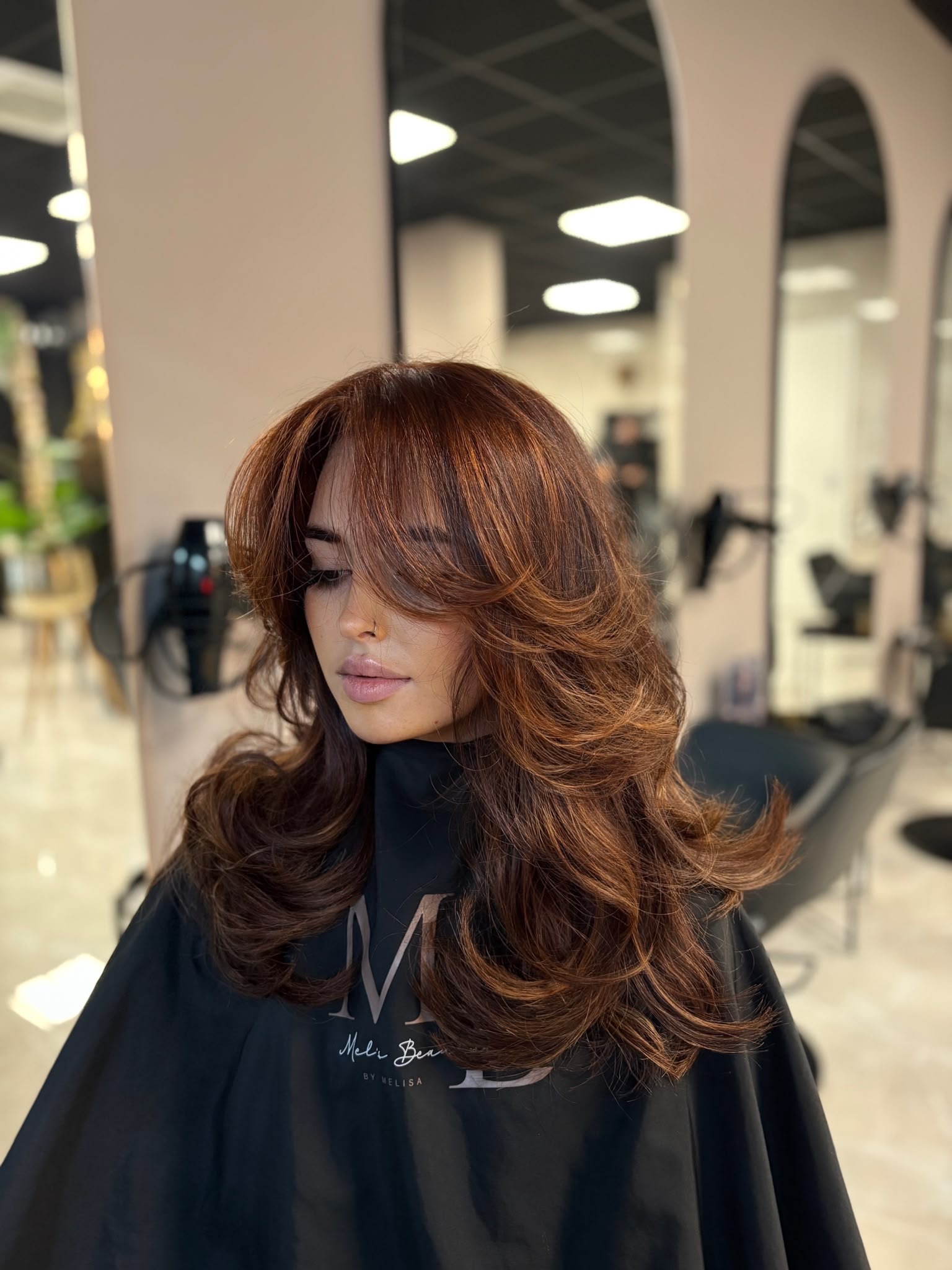 Warme kopertint balayage